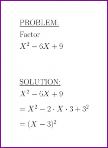 Factor X^2-6X+9 (factor polynomials) (problem with solution)